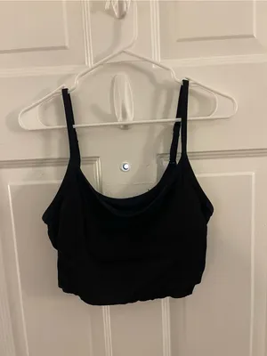 Aeropostale Aerie Basic Black Ribbed Cropped Tank Top - Size Large thumbnail 5