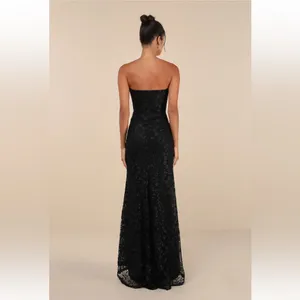 Lulus Romantic Beauty Black Floral Embroidered Strapless Maxi Dress C26‎ thumbnail 3