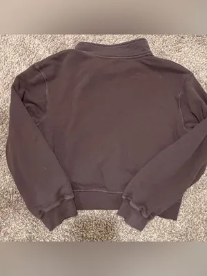 SKIMS Cotton French Terry Half Zip Dark Brown Iron Size Large womens thumbnail 7