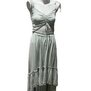 Birch and Stone Sage Green High-Low Maxi Dress w/ Front Cut-Out Size M thumbnail 2