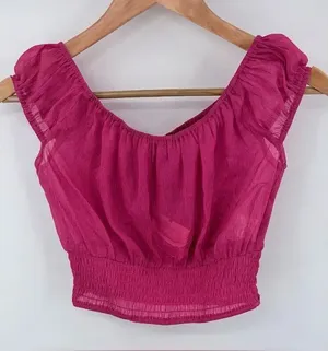 Superdown pink shimmer sheer crop top women’s S NWT festival preppy thumbnail 1