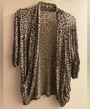 Libian Womens Lightweight Cardigan Sweater S Small Leopard Print Brown & Black thumbnail 1
