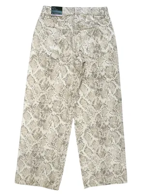 NWT Wild Fable Low Rise Baggy Wide Leg Snake-Print Jeans White Tan Size XXS thumbnail 4