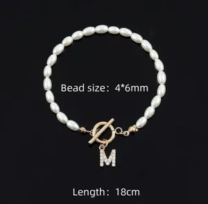 Initial “I” Gold And Pearl Bracelet thumbnail 3