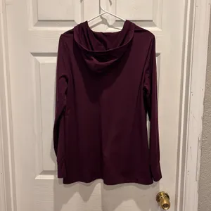 LL Bean Womens Large 1/4 Zip Hoodie Burgundy‎ Performance Pullover Thumbholes thumbnail 7