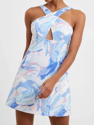 FRENCH CONNECTION Dalla Printed Mini Cross-Over Neck Dress thumbnail 1