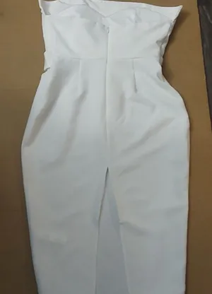 SheIn Boohoo Bandeau Woven Belted Midi Ivory Sheath Dress 6 Party Coquette Girl NEW thumbnail 1