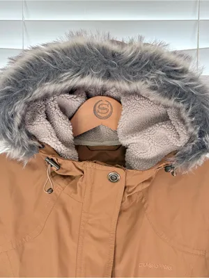 Craghoppers Waterproof Thermal Windproof Coat Hooded Parka Zip Brown Women Sz 12 thumbnail 2