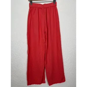 Abercrombie & Fitch Linen Blend Wide Leg Pull-On Pants Coral Size Small thumbnail 2