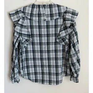 Veronica Beard Plaid Ruffle Blouse Womens 6 Butto Down thumbnail 6