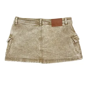 NWOT Princess Polly Velveto Low Rise Denim Mini Skirt in Camel Tan Size 8 thumbnail 3