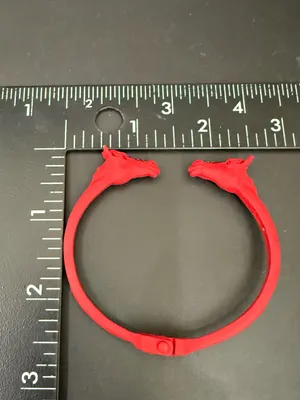 Red-tone Double Horse Head with Rhinestones Open Cuff Bangle Bracelet thumbnail 10