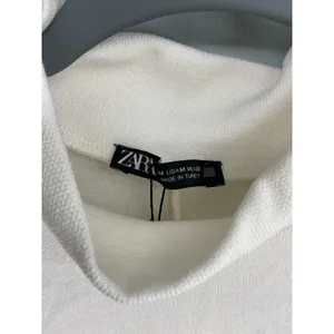 Zara Women Midi Dress White Ruched Mock Neck Cap Sleeve Medium thumbnail 6