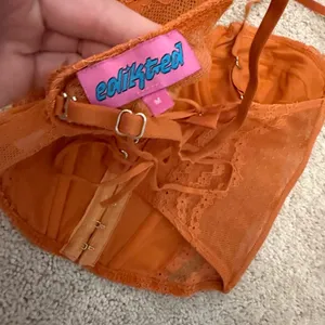 Orange Lace Bustier Top thumbnail 3