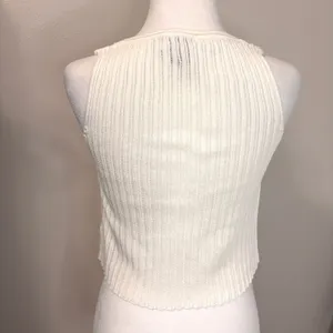 Princess Polly Knit Tie FrontCrop Top Women S/M Ivory Pointelle Ribbed‎ Festival thumbnail 3