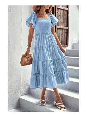 PrettyGarden Summer Puff Sleeve Midi Dress thumbnail 7