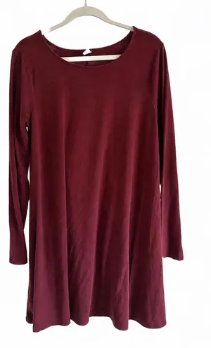 Old Navy Women's Long Sleeve Swing Dress - Burgundy thumbnail 1