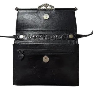 Brighton Black Leather Bag Crossbody‎ Pocketbook Crocodile Print Purse & Wallet thumbnail 8
