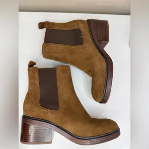 MARC FISHER Womens Brown Heel Pull-Tab Modesty Suede Leather Chelsea Boot 8 M thumbnail 4