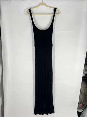 Reformation‎ Black Ribbed Wide-Leg Jumpsuit with Tie Waist thumbnail 10