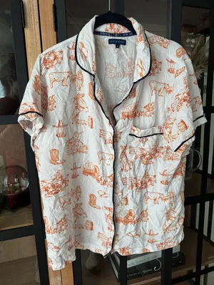 Katie Kime Rodeo Toile print Pajamas top shirt Houston HLSR western Texas thumbnail 1