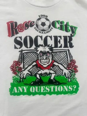 Vintage 1995 Rose City Soccer Tournament T Shirt 90s Goalie Graphic USA Large thumbnail 2