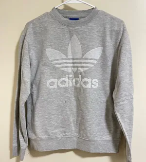 Adidas Originals Women Size Small Gray Crew Neck Sweatshirt Double Logo Pullover thumbnail 1