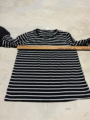 By Anthropologie black and white stripe blouse small thumbnail 5