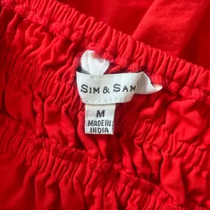 Sim & Sam Red-Orange V Neck Tie Shoulder Crop Top thumbnail 8