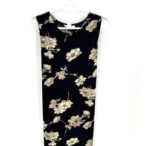 Vintage 90s black floral tie back maxi sleeveless dress sz 8 grunge alternative thumbnail 2