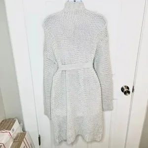 Miracle Relax More Grey Midi Cardigan Tie Chunky Knit M/L thumbnail 6