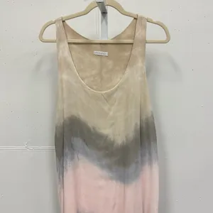 Boutique‎ Made In Italy Tie Dye Neutral High Low Sleeveless Maxi Dress Beige Med thumbnail 3