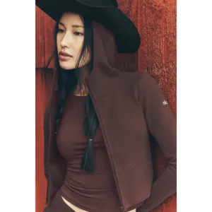 Alo Yoga Sway Full Zip Hoodie Brownstone XS thumbnail 7