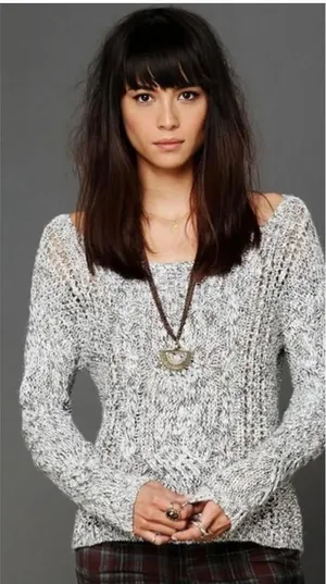 Free People Womans Small $95 Cable Knit Sweater Gray pegasus west end Pullover thumbnail 1