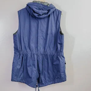 Sheryl Crow Military Patch Utility Vest Women's L Blue Quilted Lining Hooded‎ thumbnail 7