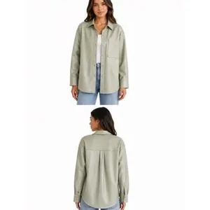 Abercrombie & Fitch Vegan Leather Oversized Shirt-Jacket Size Large Mint Shacket thumbnail 12