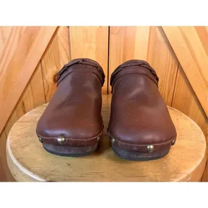 Ruff Hewn Wood Clogs 7M Brown Leather thumbnail 2