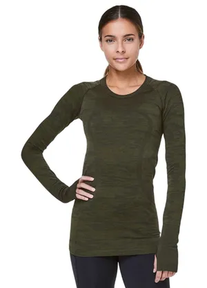 Lululemon Swiftly Tech Long-Sleeve Shirt 2.0 Black Brave Green Olive Camo Size 4 thumbnail 1