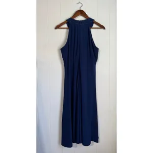 Jessica Howard Womens Evening Dress Blue Halter Beaded Neck & Waist Size 12 thumbnail 2