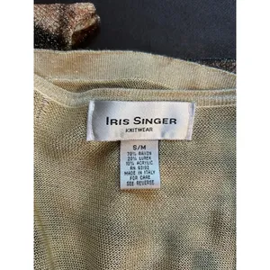 Iris Singer Italy Metallic Tiger Animal Print Lurex Cardigan S/M Y2K FLAW Artsy thumbnail 8