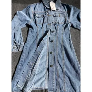 Nicepark Light Wash Denim Mini Dress Button Front Cinched Waist fits xxs NEW‎ thumbnail 8