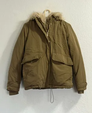 Zara Down Puffer Parka Coat Hooded Jacket w/ Faux Fur S thumbnail 1