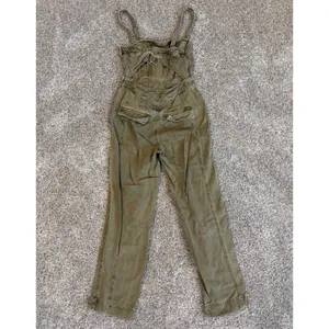 Free People Olive Green Utility Cargo Jumpsuit Cutout Back XS thumbnail 7