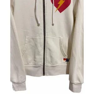 Aviator Nation Bolt Heart Zip Hoodie Vintage White Size‎ Small thumbnail 5