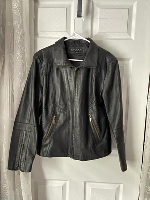 Giacca moto genuine leather jacket full zip up women size L thumbnail 3