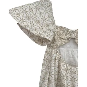 Anthropologie Maeve Smocked Tunic Floral‎ Embroidered Mini Dress Ivory Size XXS thumbnail 10