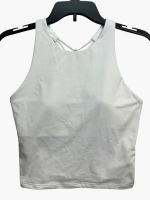 Fabletics Strappy Built-In Bra Tank White Size S Criss Cross Back Athletic Top thumbnail 2