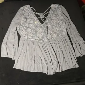 American Eagle Lace Periwinkle Long Sleeve Top Size S thumbnail 2