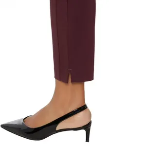 Express Ponte Pants Stretch Slim High Rise Burgundy Women XXL Career Pull On thumbnail 6