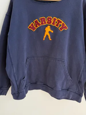 Varsity Football Oversized Navy Off The Shoulder Sweatshirt thumbnail 6